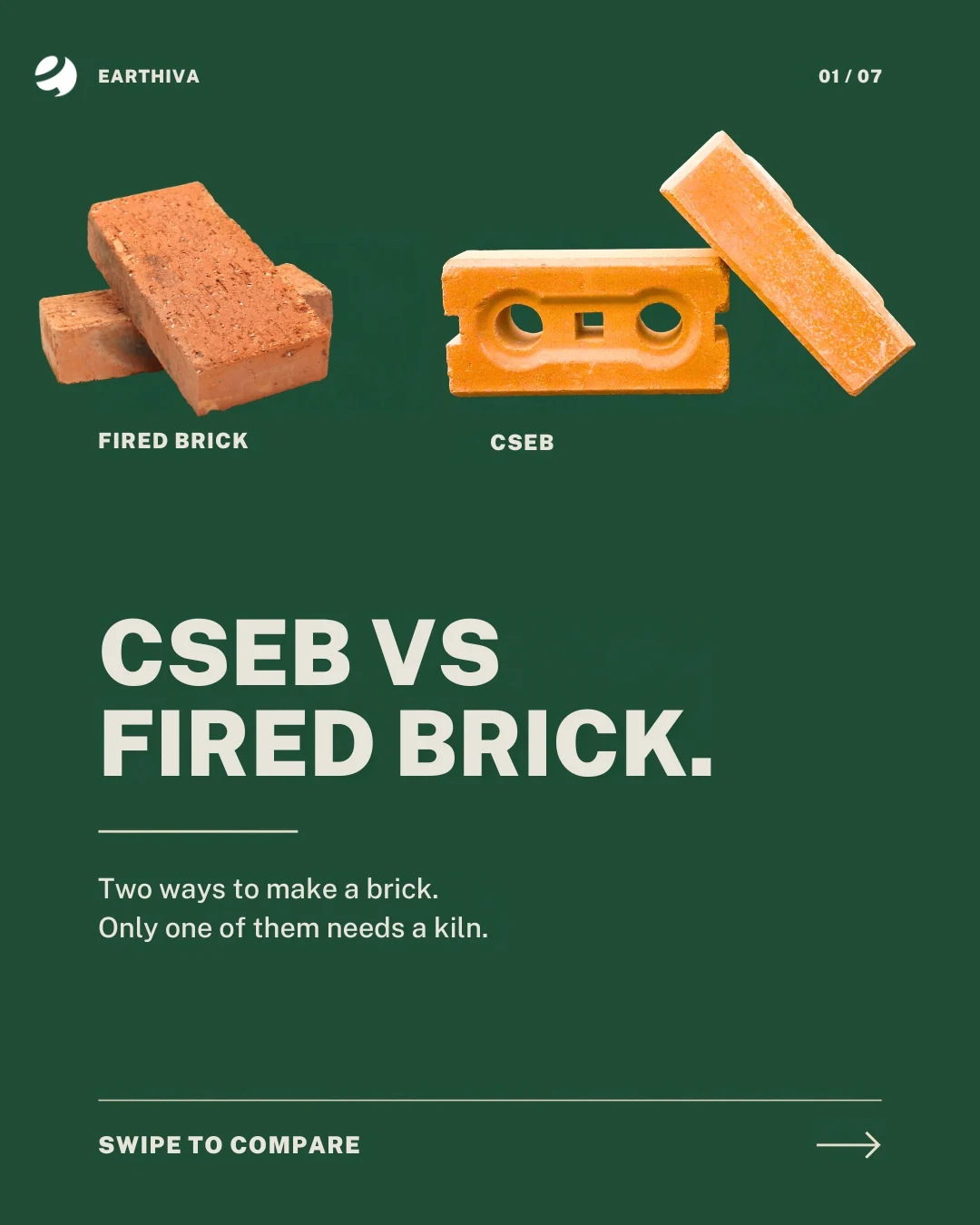 CSEB versus fired brick. Two ways to make a brick - only one of them needs a kiln.